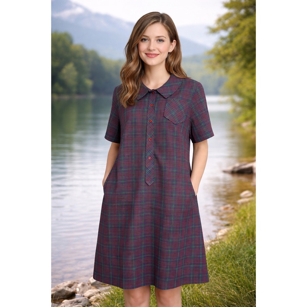 Vintage Ina Carol Plaid Shift Dress Dark Academia Preppy Classic Preppy Tartan - Picture 2 of 7